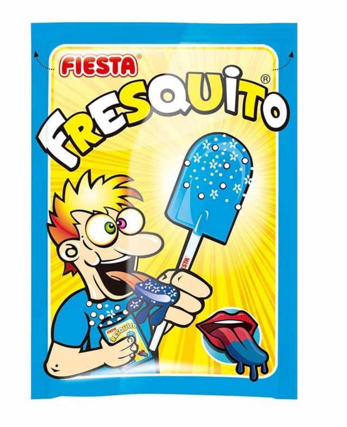 Fresquito Pintalengua Sin Gluten Fiesta — Caramelo en Polvo Pica Pica Unidad - LA TIENDA DE CHUCHES