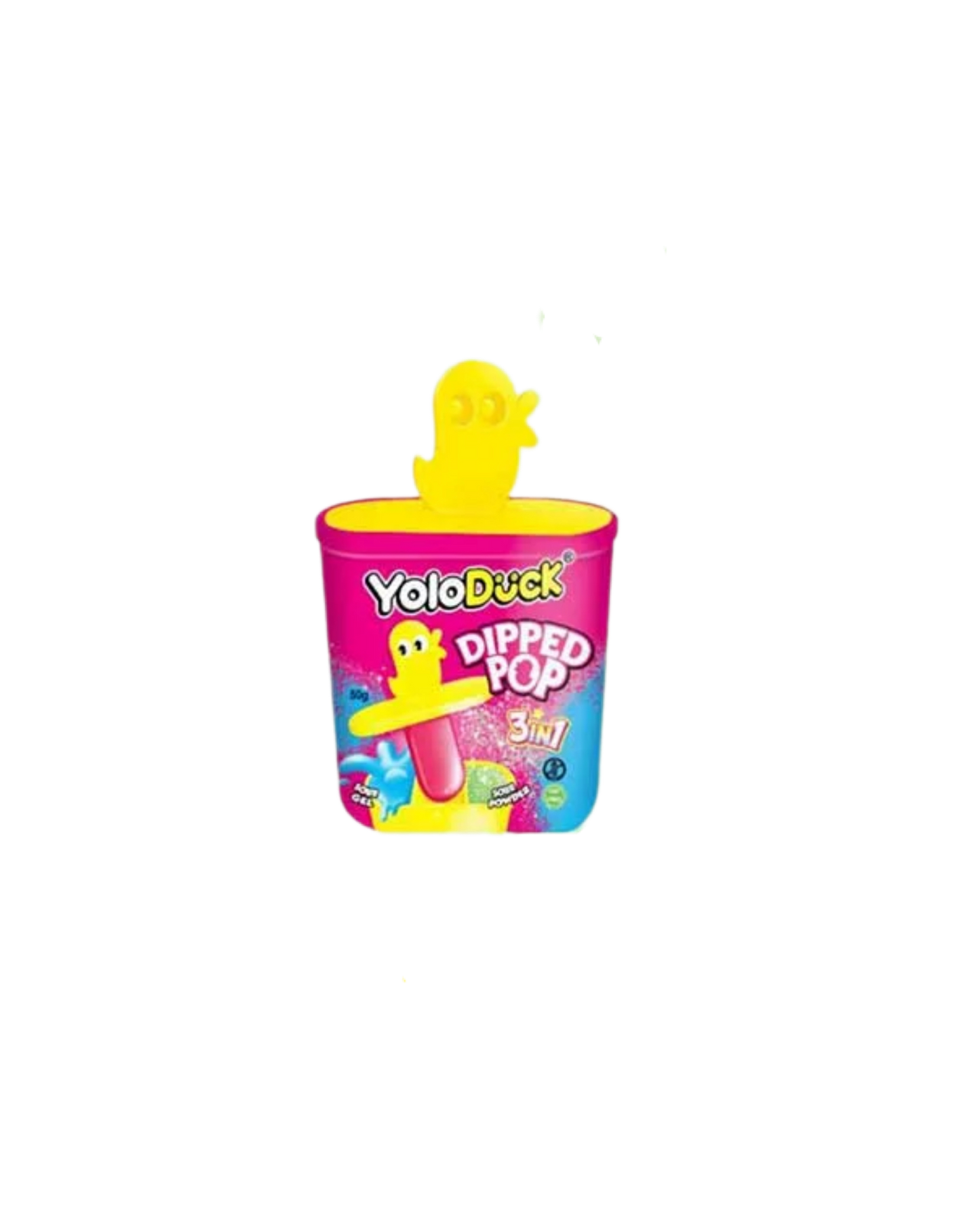 Yoloduck Dipped Pop 3 en 1 – Chupete, Gel Ácido y Polvos Pica Pica - LA TIENDA DE CHUCHES