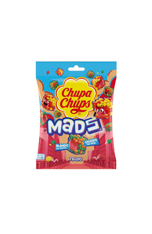 Chupa Chups MADS Frutas – Cubos de Gominola con Pepitas Crujientes 115 g
