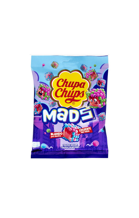 Chupa Chups MADS Frutos Rojos – Cubos de Gominola con Pepitas Crujientes 115 g