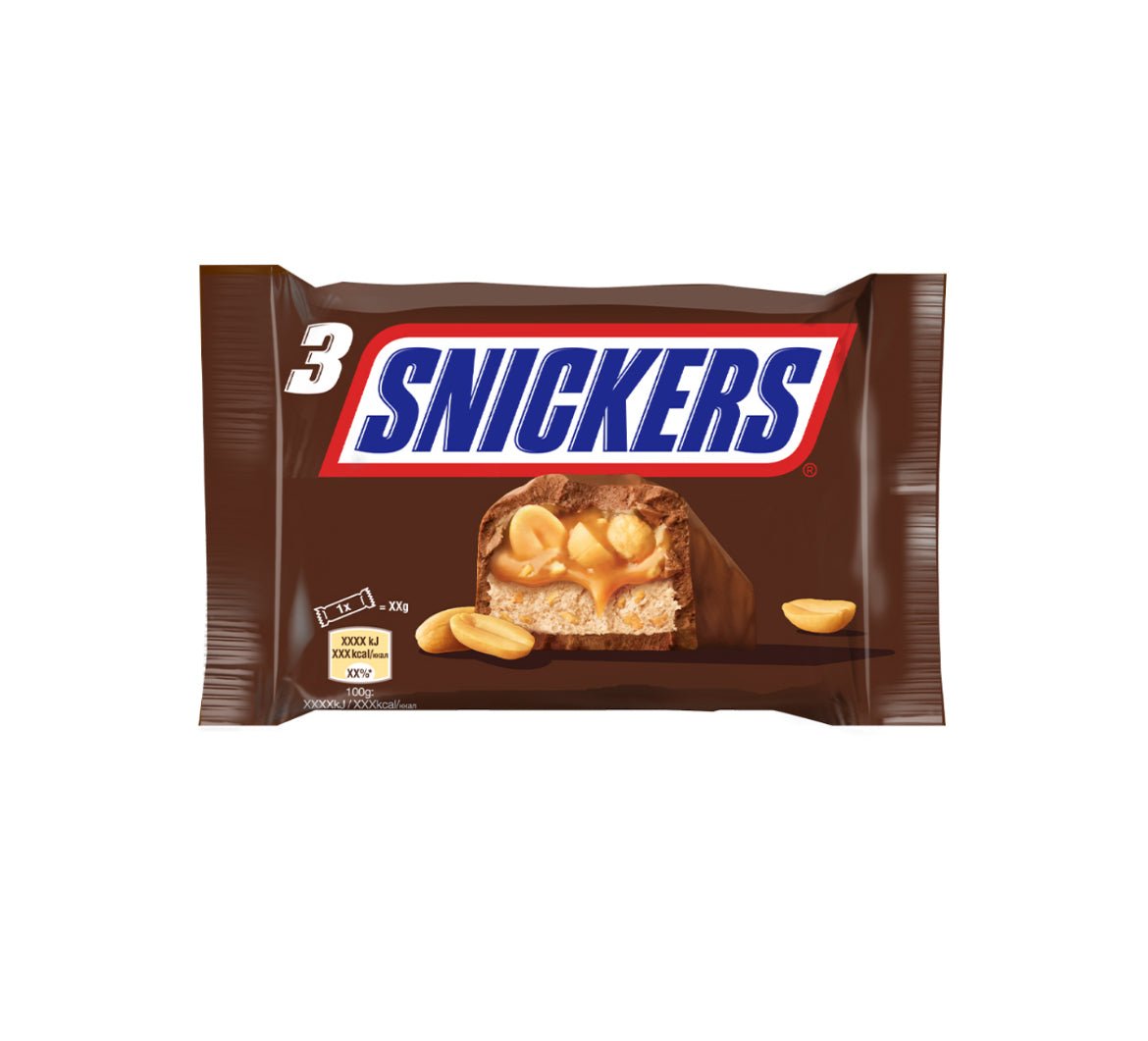 Snickers Pack 3 Barritas - Chocolate con Leche, Cacahuete, Caramelo y Nougat - LA TIENDA DE CHUCHES