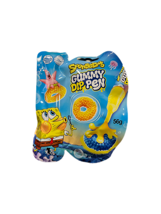 SpongeBob Gummy Dip Pen – Aros con Pepitas Ácidas y Bolígrafo de Líquido Dulce