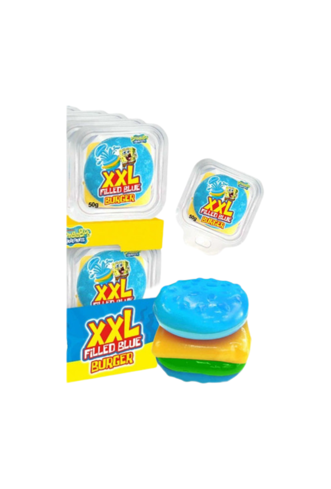 SpongeBob XXL Filled Blue Burger – Hamburguesa de Gominola Rellena 50 g - LA TIENDA DE CHUCHES